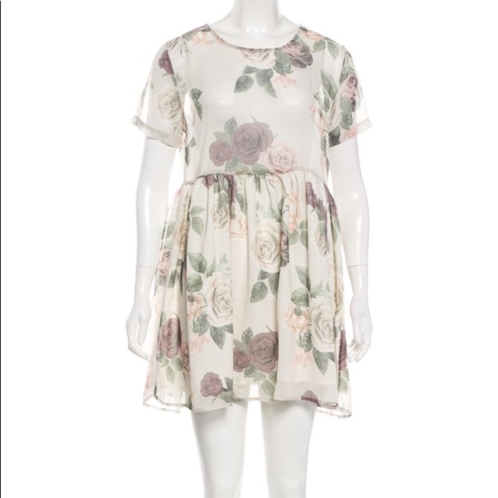 Anine Bing Cream Floral Mini Dress